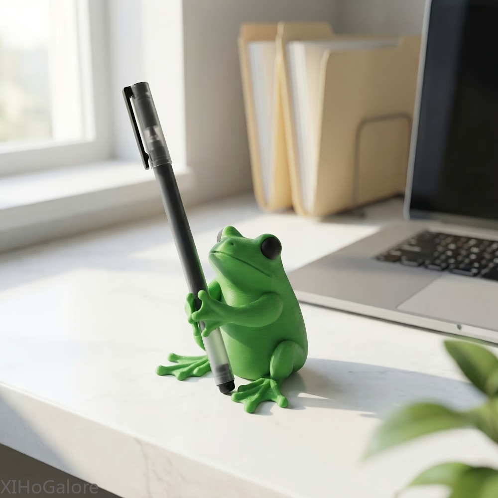 Home Office Pro - ของตกแต่งรูปกบแบบตั้งโต๊ะพิมพ์ 3 มิติ ปี 2026 พร้อมที่ใส่ปากกา