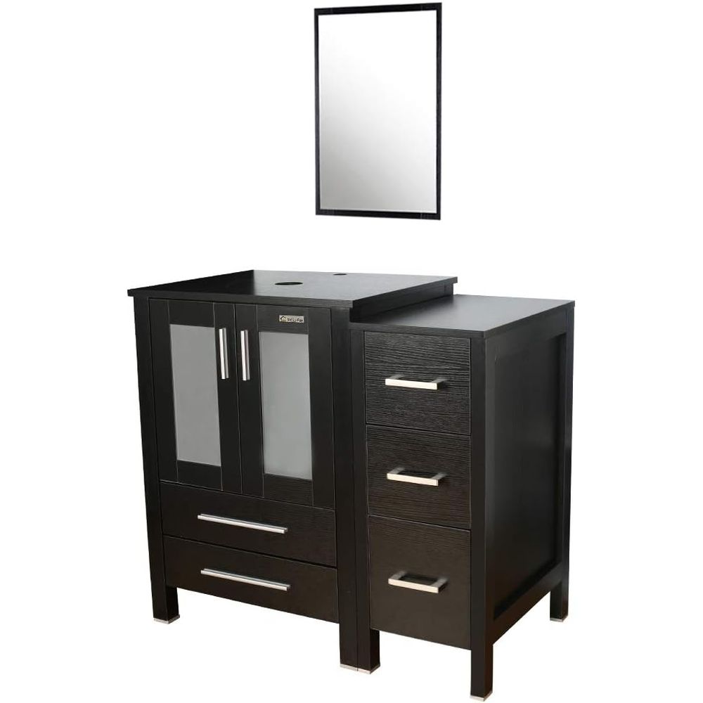 Drawer Pedestal Cabinet - ชุดโต๊ะเครื่องแป้งห้องน้ำแบบตั้งพื้น 36 นิ้ว, ตู้ 20 ช่อง,