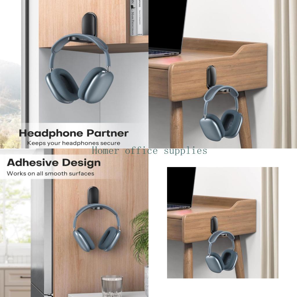 Home Office Headset - ที่ยึดหูฟังติดผนัง K43B พร้อมกาวด้านหลังสำหรับห้องเล่นเกมและองค์กรโต๊ะทำงาน