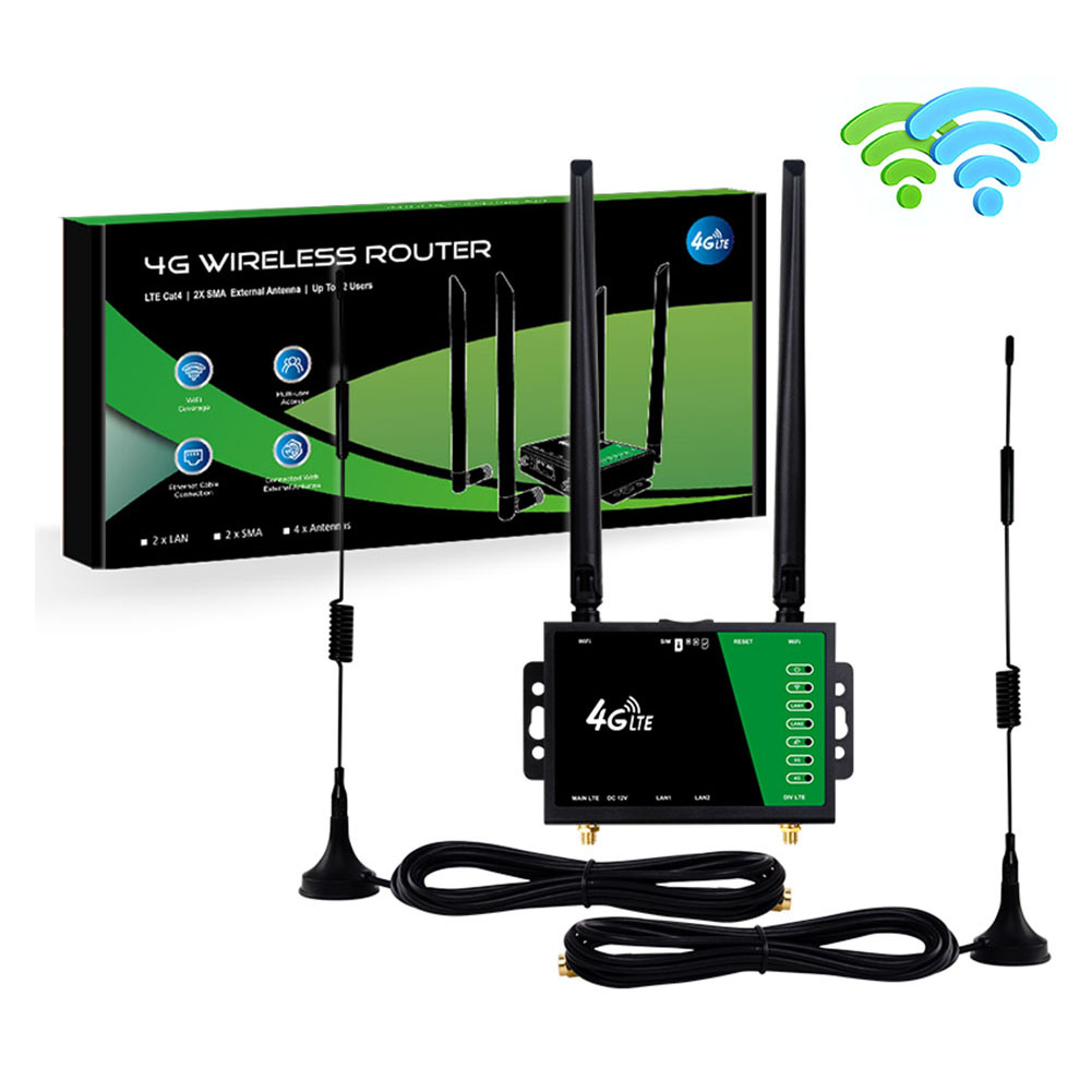 Home Office Xp - เราเตอร์ WiFi พร้อมช่องใส่ซิมการ์ด 4 เสาอากาศ เราเตอร์ไร้สาย
