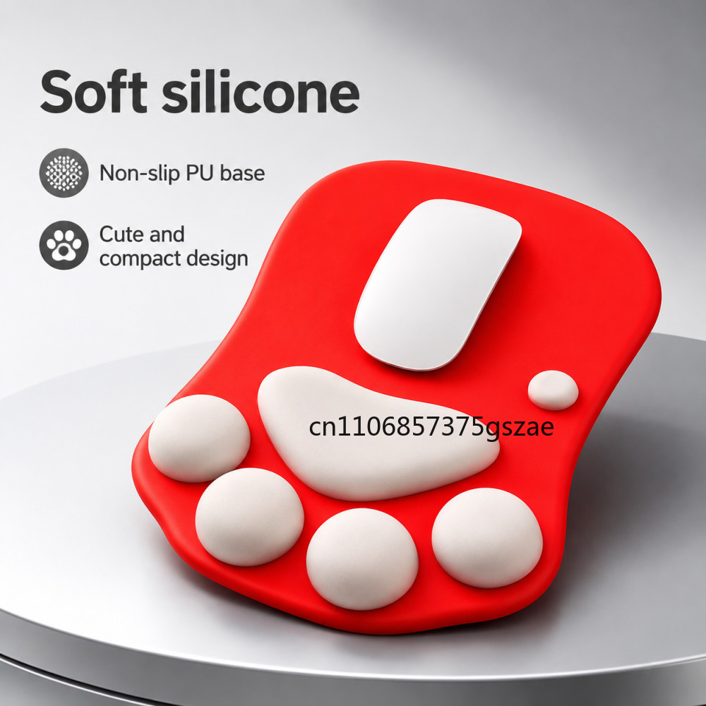 Home Office For Mac - แผ่นรองเมาส์รูปอุ้งเท้าแมว 3 มิติ น่ารัก ทำจากซิลิโคนนุ่ม กันลื่น