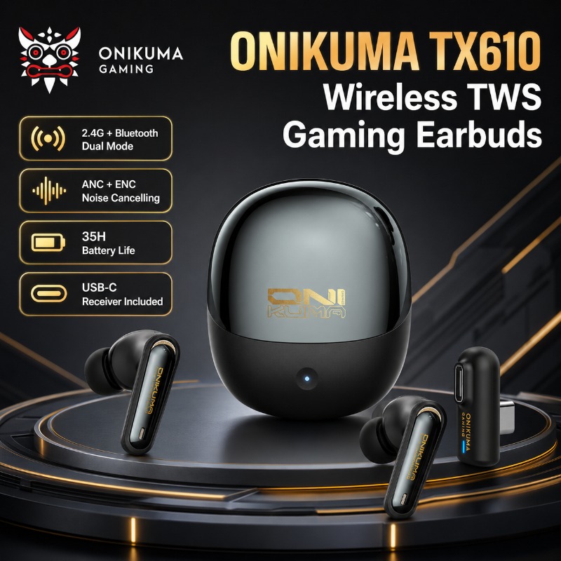 Home Office Headset - ONIKUMA TX610 หูฟังสำหรับเล่นเกมไร้สายโหมดคู่ 2.4GHz บลูทูธ ANC