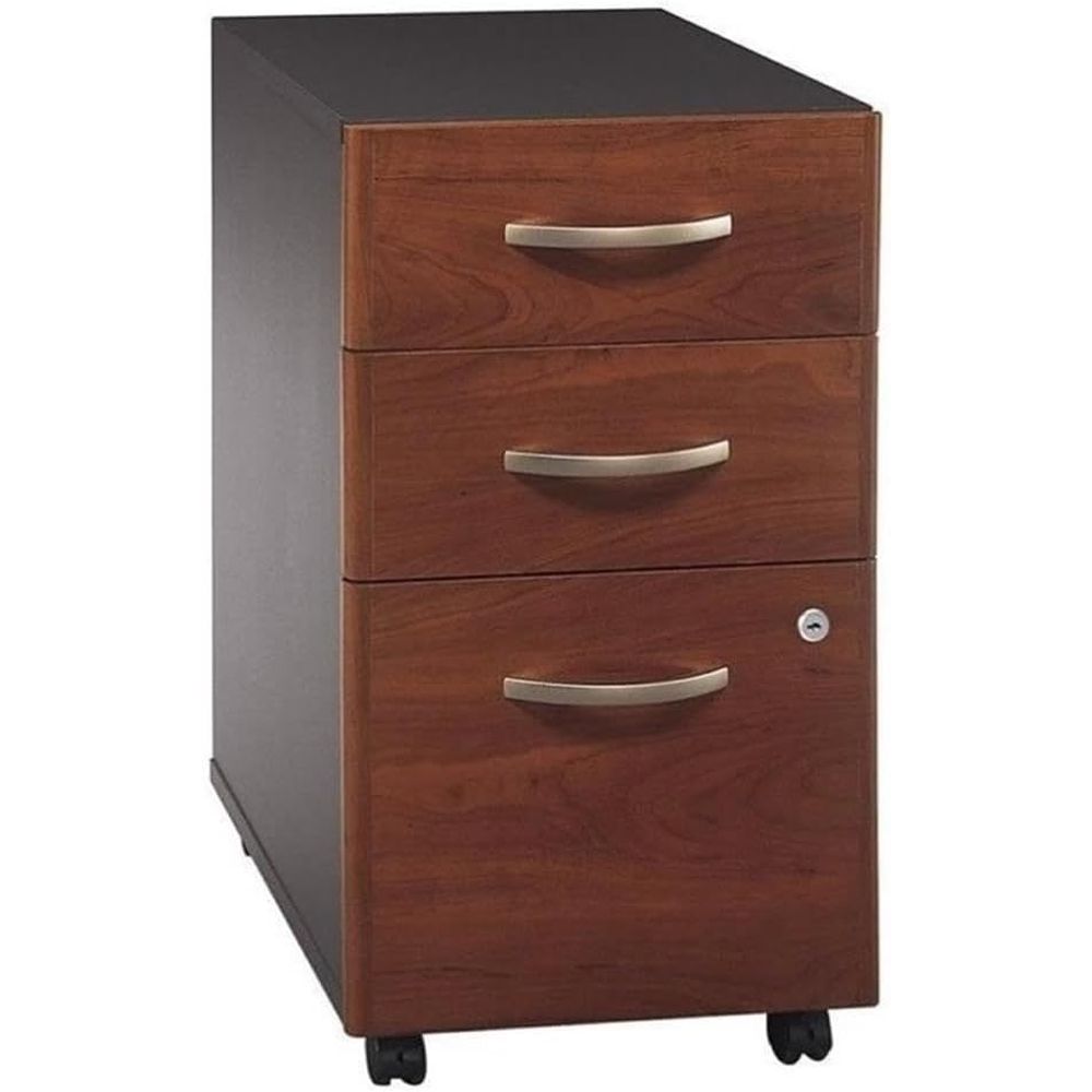 Drawer Pedestal Cabinet - ตู้เก็บเอกสารแบบเคลื่อนย้ายได้, สีเชอร์รี่, ลิ้นชักแบบมีระบบล็อคพร้อมรางลูกปืน, เหมาะสำหรับอุปกรณ์สำนักงานและเอกสารทางกฎหมาย