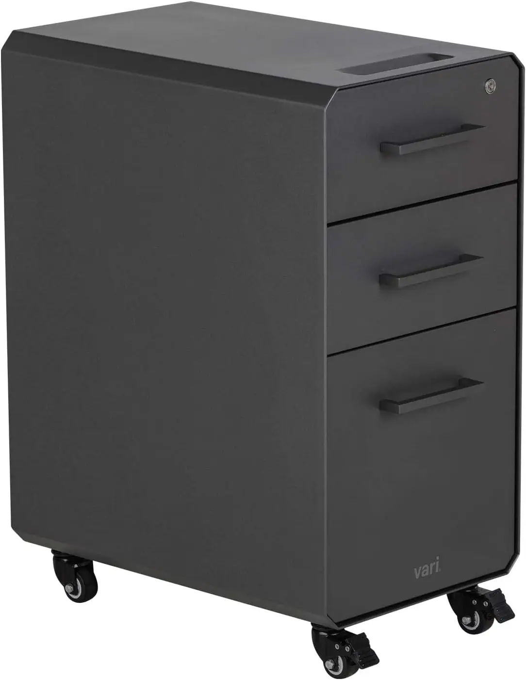 Drawer Pedestal Cabinet - ตู้เก็บเอกสารแบบบาง - ตู้เก็บเอกสารสำนักงานแบบสามลิ้นชัก, ตู้เก็บเอกสารเคลื่อนที่ทันสมัยพร้อมโครงเหล็กแข็งแรง - ตู้เก็บของแบบมีกุญแจพร้อมล้อเลื่อน