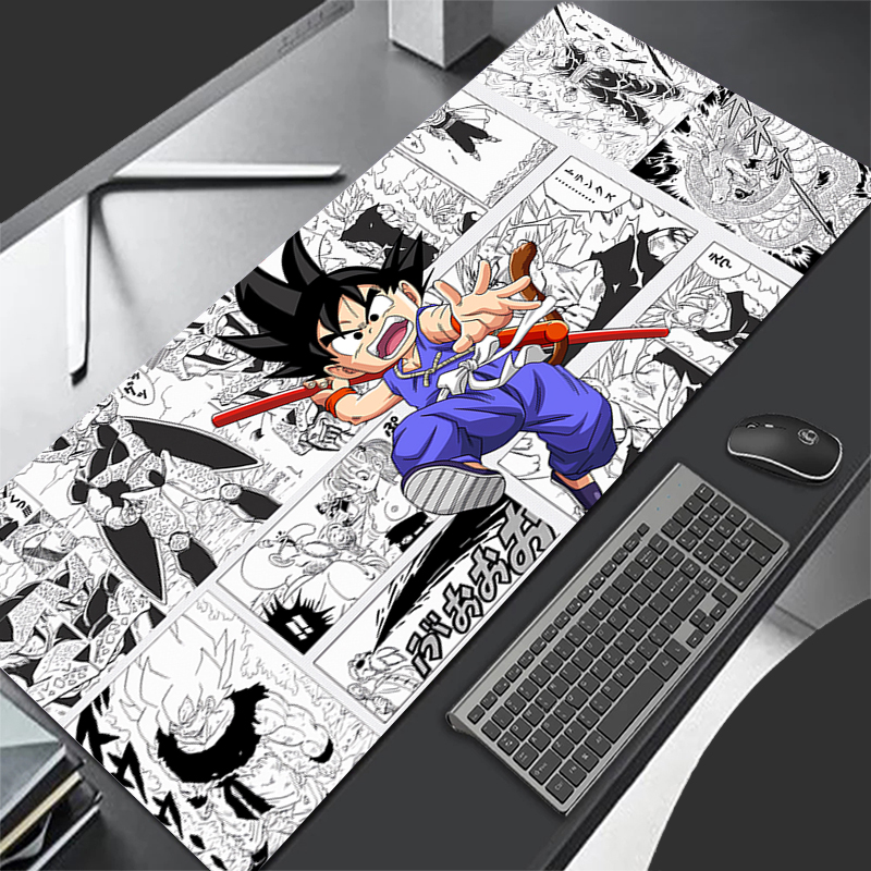 Home Office Hidden Desk - แผ่นรองเมาส์คอมพิวเตอร์ลายโกคู แผ่นรองคีย์บอร์ดลายดราก้อนบอล แผ่นรองเมาส์เท่ๆ สำหรับเกมเมอร์ แผ่นรองเมาส์นุ่มสำหรับสำนักงาน พีซี