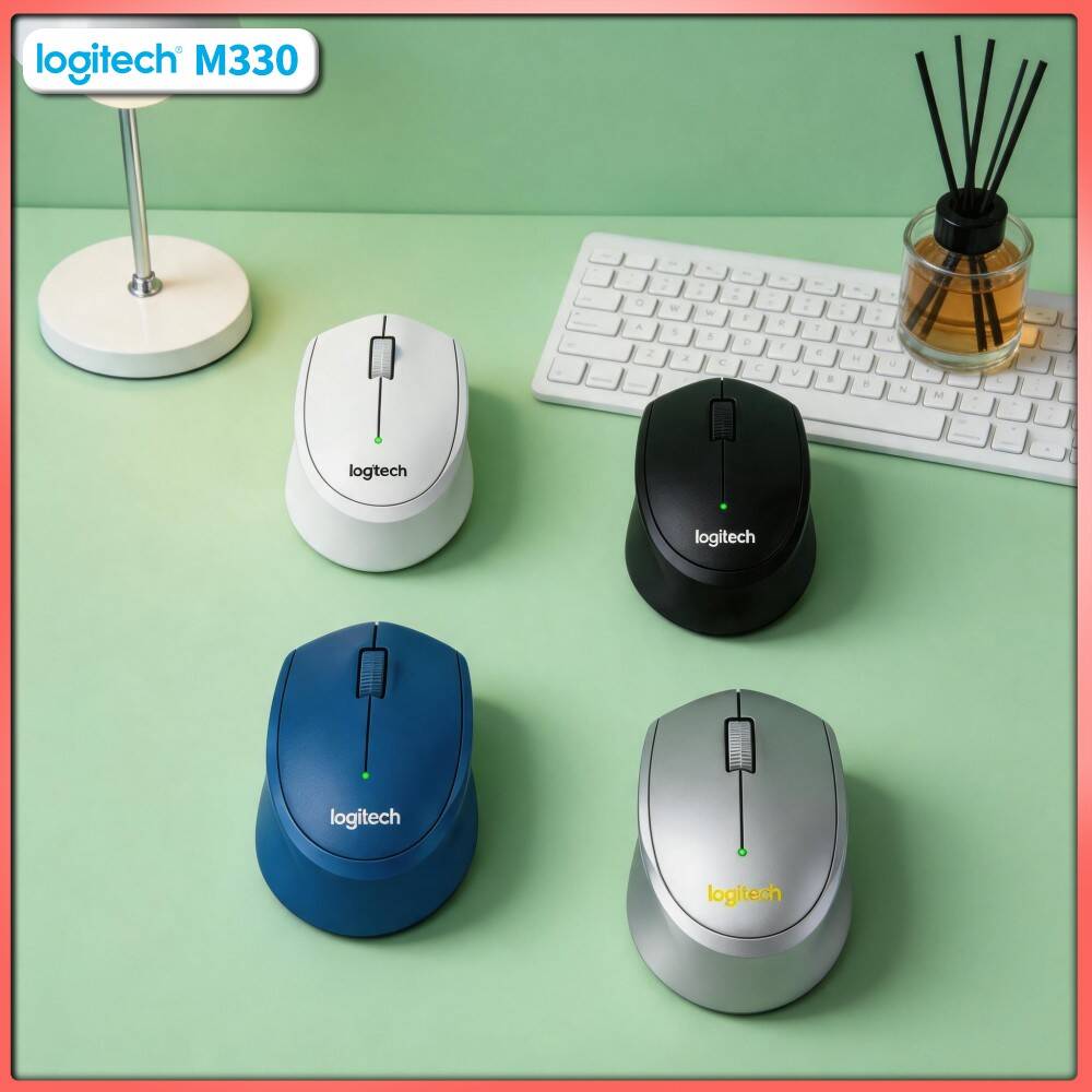 Home Office For Mac - เมาส์ไร้สาย Logitech M330 2.4GHz คลิกเงียบ ดีไซน์ตามหลักสรีรศาสตร์