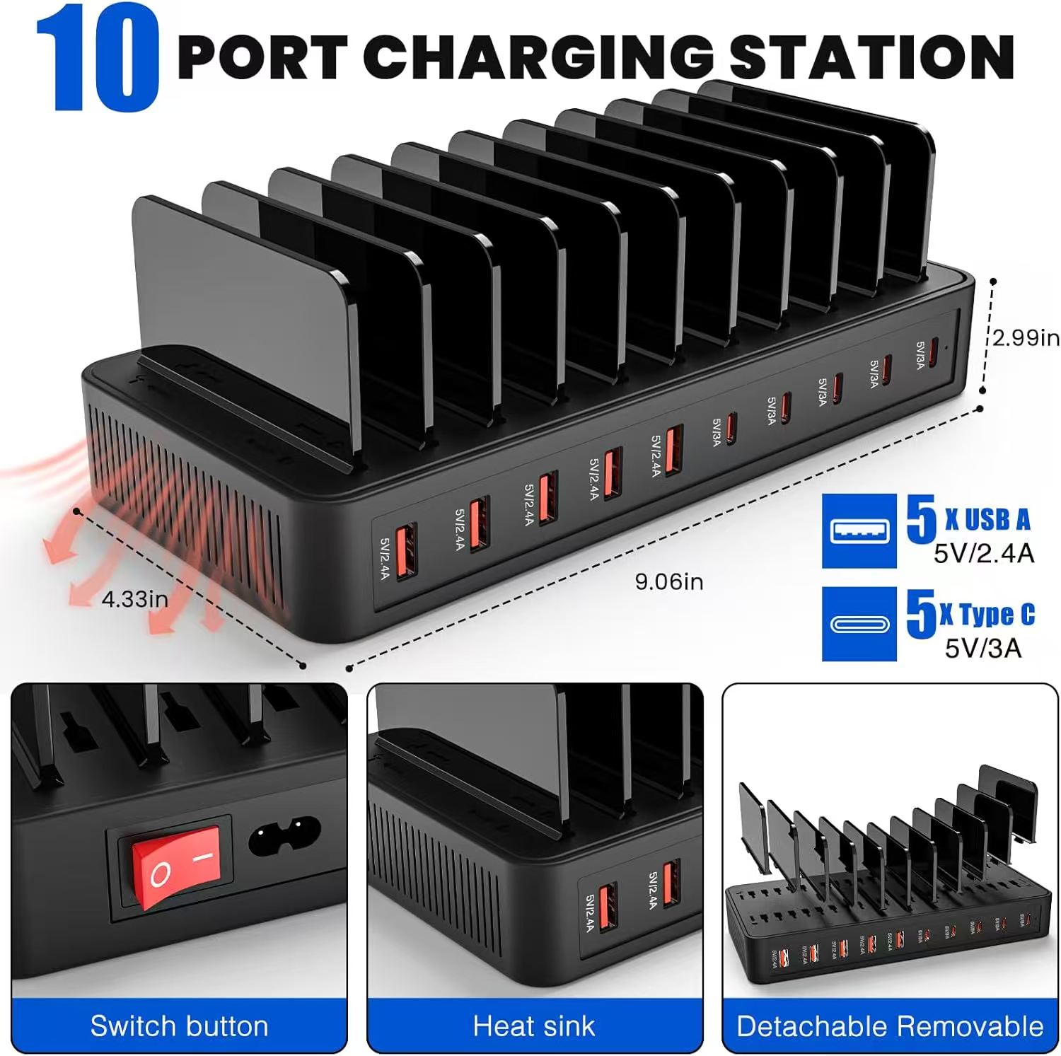 แท่นชาร์จฮับพลังงาน 100W: USB  - Home Office Vivo บทวิจารณ์และราคา