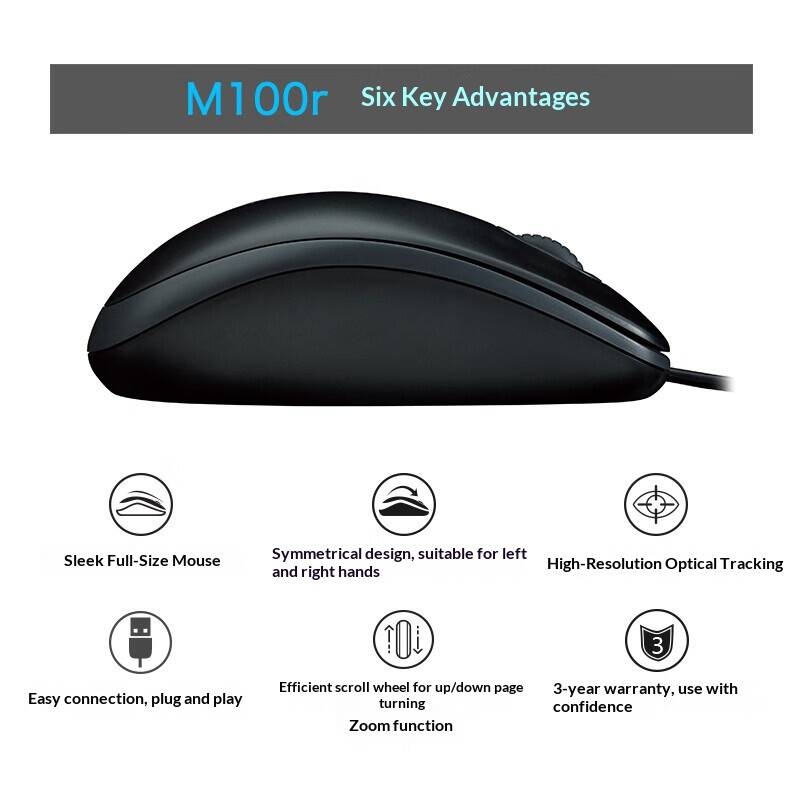 โลจิเทค M100R เมาส์ USB แบบมีส - Home Office For Mac บทวิจารณ์และราคา